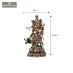 Lord Krishna ji with Cow Statue– Brass Decorative Idol 6 26 cm 21 eMetalCrafts