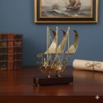 Pure Brass Small Size Ship/Boat/Titanic with Wooden Base