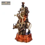 Brass Cow Krishna Idol in, House warming gift 2 3 26 eMetalCrafts