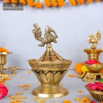 Brass Loban Dhoop Dani Incense With Peacock Incense 1 361 eMetalCrafts