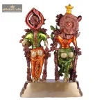 Brass Beautifully Carved Radha Krishna Statue with Multicolour 3 4 19 eMetalCrafts