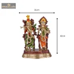 Brass Beautifully Carved Radha Krishna Statue with Multicolour 4 5 12 eMetalCrafts