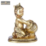 Maakhan Bal Gopal | Krishna Statue In Brass 2 5 eMetalCrafts