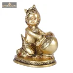 Maakhan Bal Gopal | Krishna Statue In Brass 3 6 eMetalCrafts