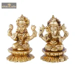 Brass Made Dhan Laxmi Idol with Lord Ganesha Idol 2 712 eMetalCrafts
