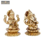 Brass Made Dhan Laxmi Idol with Lord Ganesha Idol 3 713 eMetalCrafts
