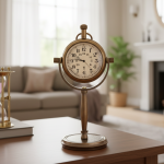 Brass Desk Clock Quartz Vintage Table Brass Desk Clock
