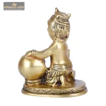 Maakhan Bal Gopal | Krishna Statue In Brass 5 8 eMetalCrafts