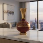 Aluminium Brown and golden Iron Vases
