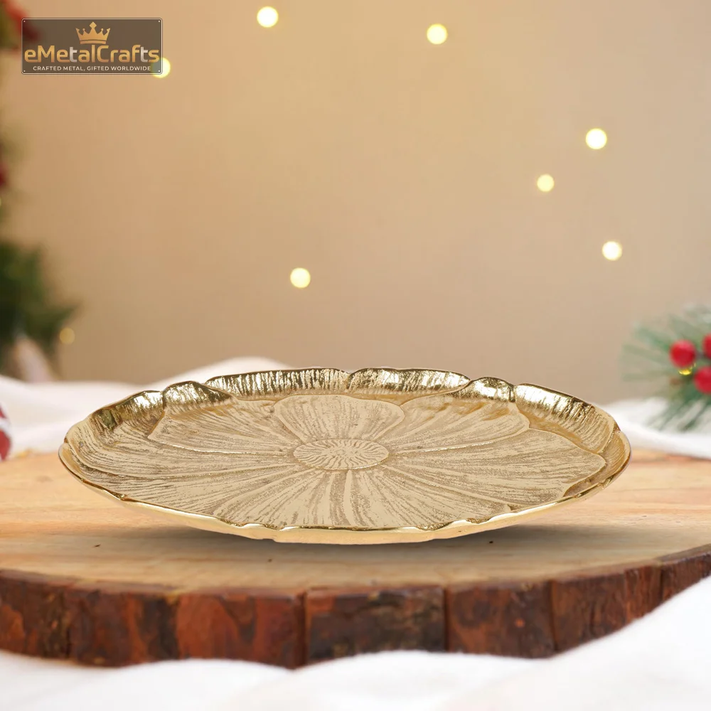 Round Shape Aluminum Leaf Platter Round Shape Aluminum Leaf Platter
