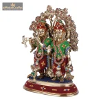 Elegant Brass Radha Krishna Idols with Kalpavriksha Tree & Peacock 4 DSCF5415 eMetalCrafts