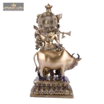 Lord Krishna ji with Cow Statue– Brass Decorative Idol 5 DSCF5512 eMetalCrafts
