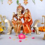 Brass Graceful Sitting Radha Krishna on Bench