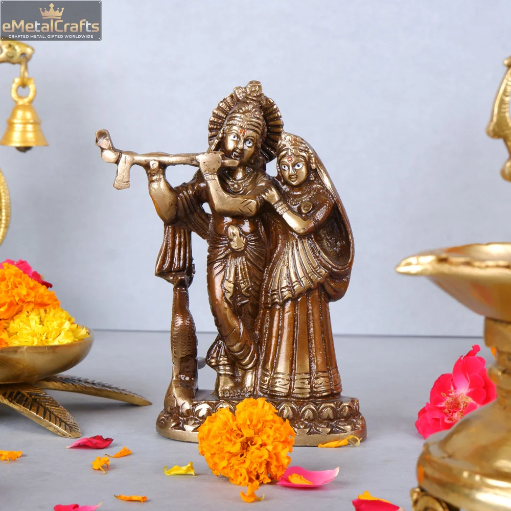 Brass radha krishna with peacock Brass radha krishna with peacock