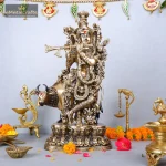 Lord Krishna ji with Cow Statue– Brass Decorative Idol 1 krishna ji with cow statue