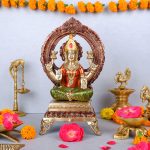Brass Lakshmi Ji Showpiece Statue Idol with Stone Work