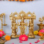Brass Bhagwan Ram Darbar with Sita Laxman Hanuman Idol Statue