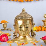 Golden Brass Buddha Head