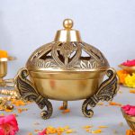 Intricately Designed Brass Dhuna Loban Burner