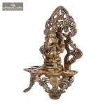 Ethnic Brass Deepak with Ganesha Motif 4 DSCF6578 eMetalCrafts