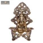 Ethnic Brass Deepak with Ganesha Motif 2 DSCF6580 eMetalCrafts