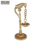 Home & Beyond-Parrot Design Pure Brass Hanging Diya Pair 3 DSCF6587 eMetalCrafts