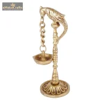Home & Beyond-Parrot Design Pure Brass Hanging Diya Pair 2 DSCF6589 eMetalCrafts