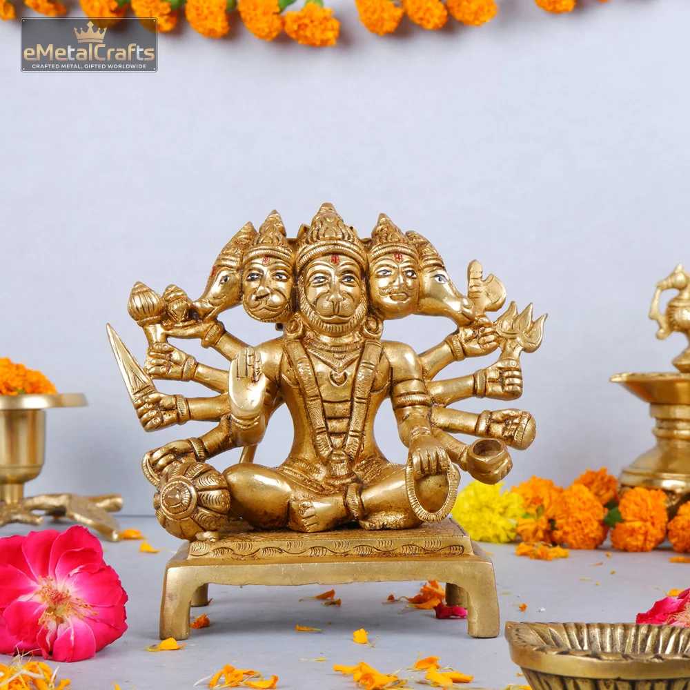 Pure Brass Panchmukhi Hanuman Idol