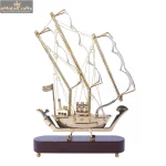 Titanic Medium Size Brass Sailing Ship with Wooden Base 3 DSCF7003 1 eMetalCrafts