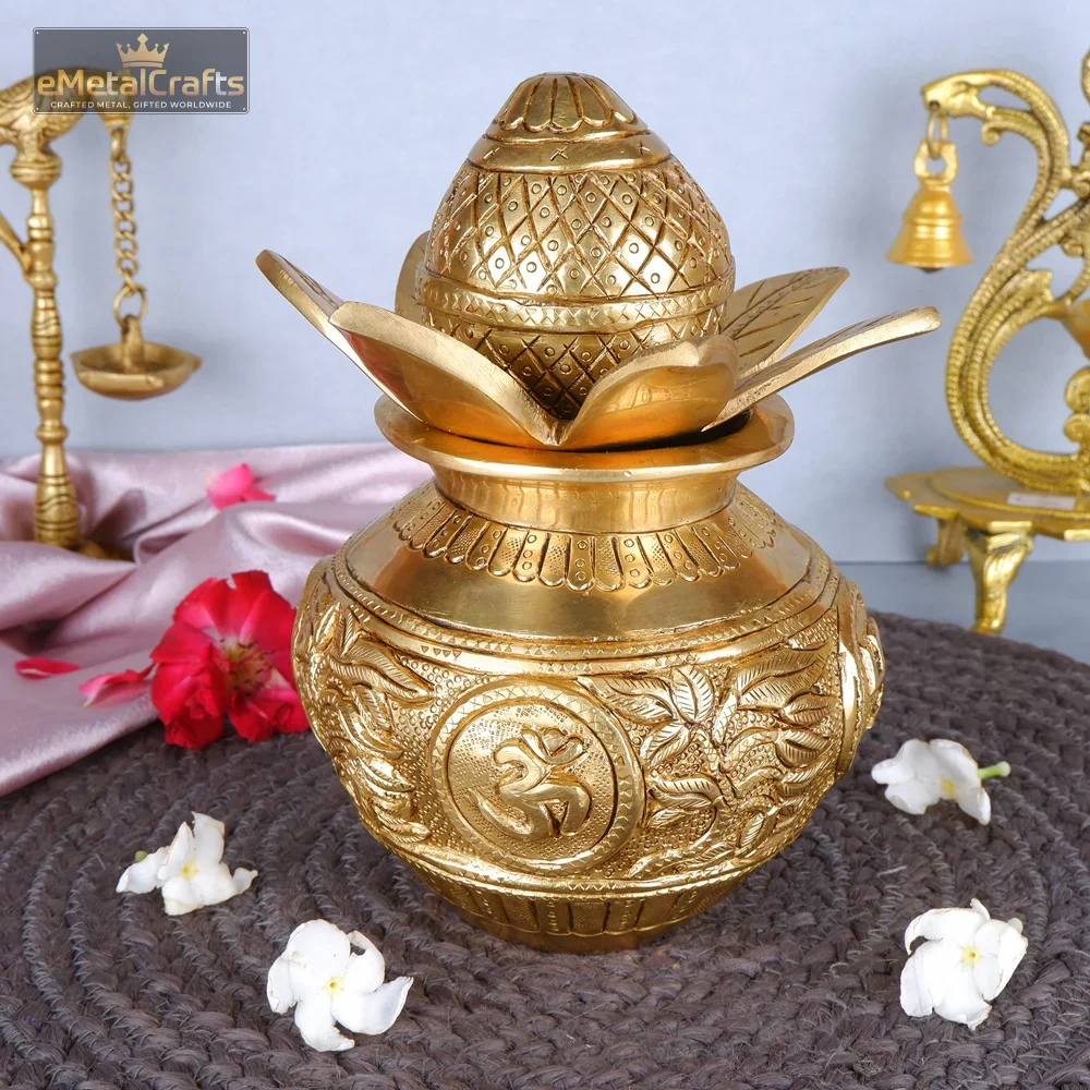 Brass Golden Pooja Kalash Brass Golden Pooja Kalash