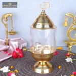 Pure Brass Akhand Jyot Diya with Borosilicate Glass for Temple 1 DSCF7814 1 eMetalCrafts