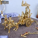 Metal Brass Mahabharat/Geeta Arjun Chariot (Rath) with Krishna & Hanuman 1 Brass Mahabharat Rath