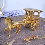 India Brass Metal Vintage Hourse Cart with with Open Jaali 