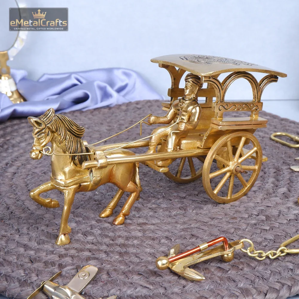 Brass Metal Vintage Horse Cart Brass Metal Vintage Horse Cart