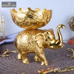 Gold Oxdise Aluminium Metal Elephant With Bowl 1 Aluminium Metal Elephant With Bowl