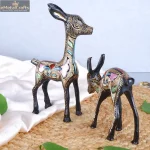 Two Enamel-Decorated Brass Deer Figurine 1 Home Decorated Deer