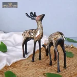 Set Of Two Ornate Golden Embossed Deer 1 Brass Set Of Two Ornate Golden Embossed Deer