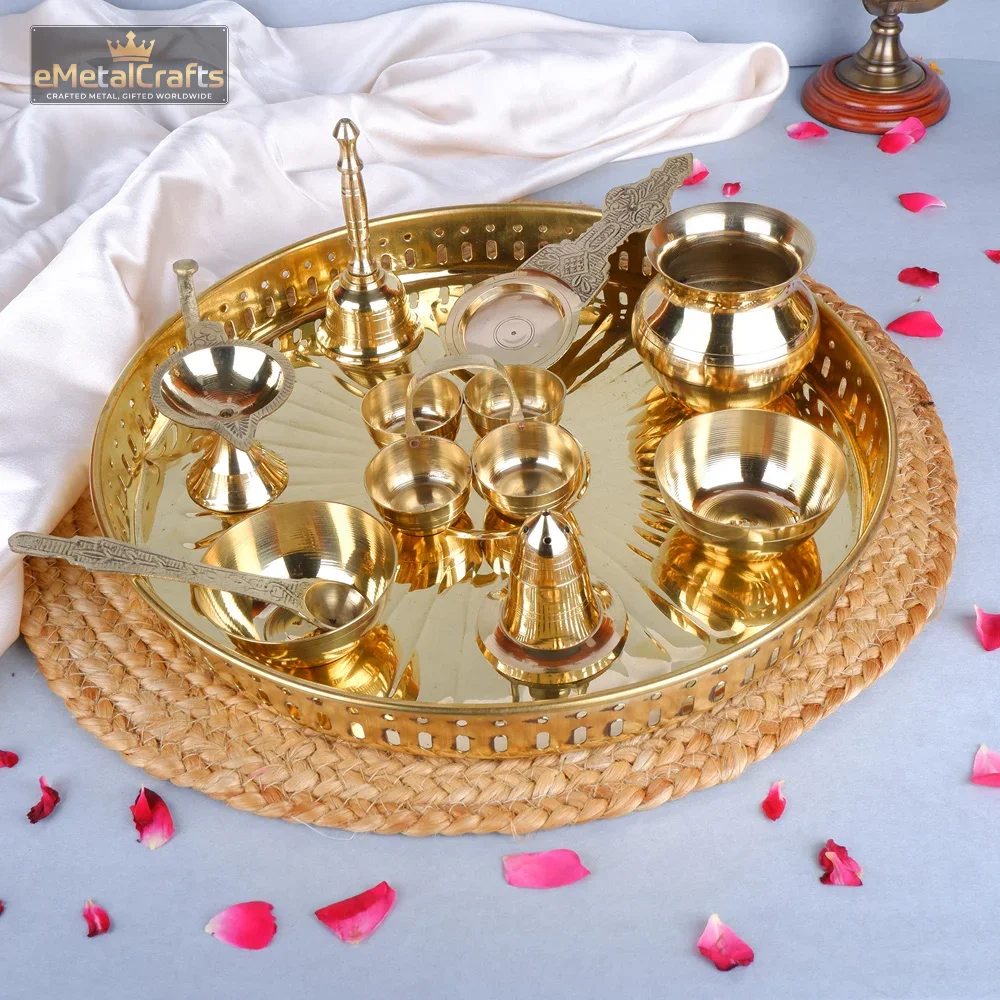 Pure Brass pooja thali set Pure Brass pooja thali set