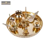 Pure brass pooja thali set with 10 pooja items Brass 2 DSCF8046 eMetalCrafts