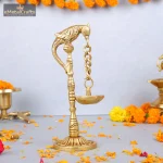 Home & Beyond-Parrot Design Pure Brass Hanging Diya Pair 1 Pure Brass Hanging Diya Pair