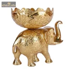 Gold Oxdise Aluminium Metal Elephant With Bowl 3 DSCF8143 1 eMetalCrafts