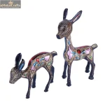 Two Enamel-Decorated Brass Deer Figurine 3 DSCF8146 eMetalCrafts