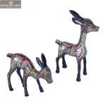 Two Enamel-Decorated Brass Deer Figurine 2 DSCF8148 eMetalCrafts