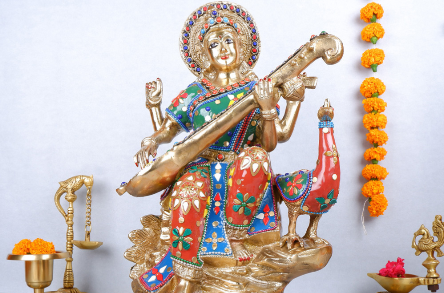 Brass Saraswati Mata