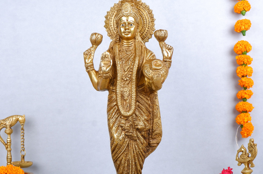 Brass Goddess Dhan Lakshmi Idol
