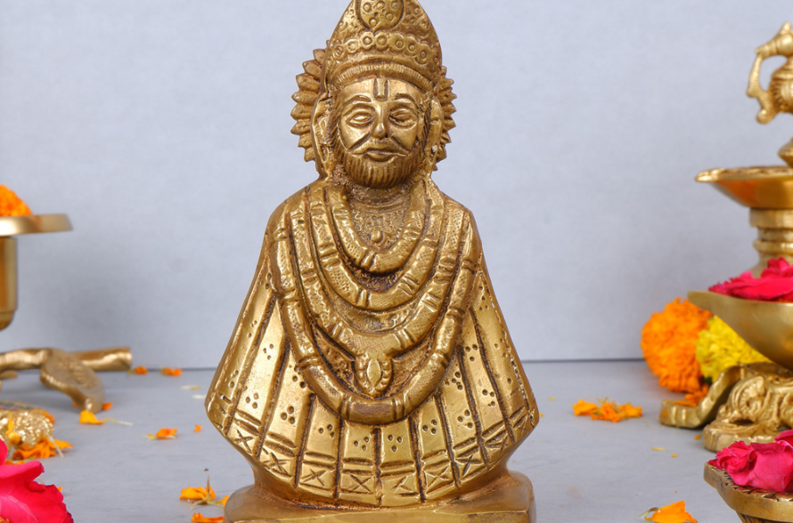 Brass Lord Khatu Shyam Ji Idol Statue Decorative Showpiece