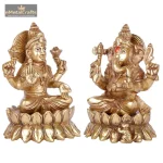 Premium Brass Lakshmi & Ganesha Idols Pair 3 256 eMetalCrafts