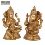 Exquisite laxmi ganesh murti in brass for home temple 3 3 1 1 eMetalCrafts
