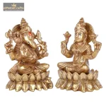 Premium Brass Lakshmi & Ganesha Idols Pair 2 3 2 1 eMetalCrafts