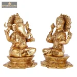 Eternal Blessings: Brass Lakshmi–Ganesha Divine Duo 3 3 4 1 eMetalCrafts